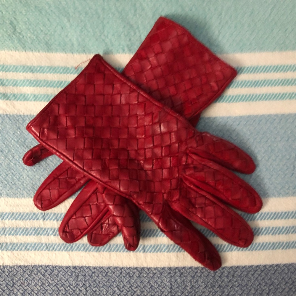 SAKS FIFTH AVE Leather Crossweave Gloves